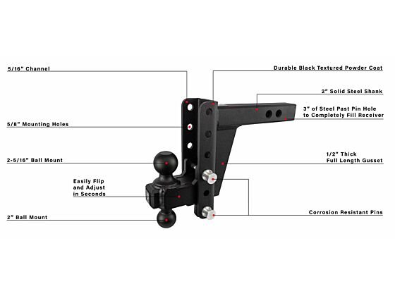 BulletProof HD206 - 2.0" HEAVY DUTY 6" DROP/RISE HITCH