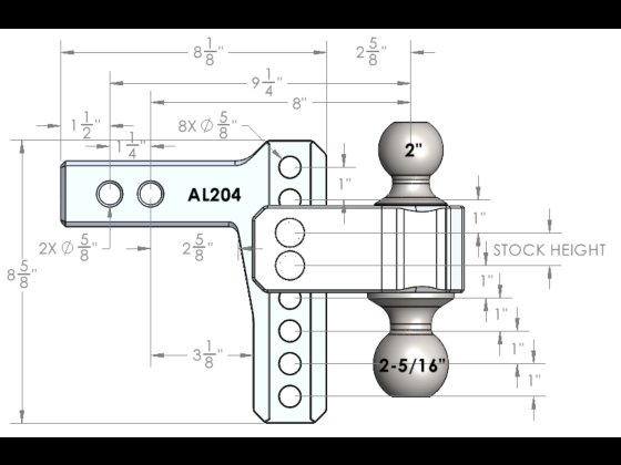 BulletProof AL204 - 2.0" ALUMINUM MEDIUM DUTY 4" DROP/RISE HITCH