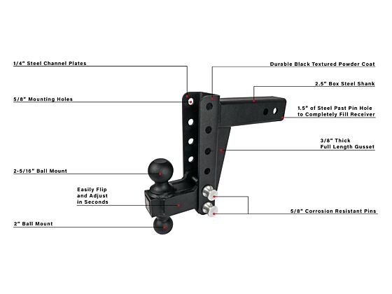 BulletProof MD256 - 2.5" HEAVY DUTY 6" DROP/RISE HITCH
