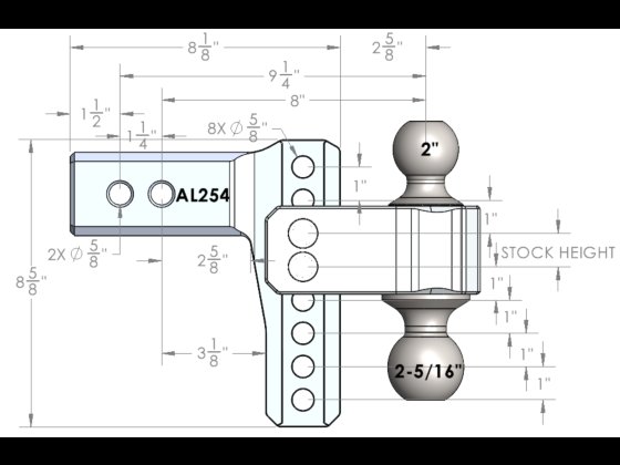 BulletProof AL254 - 2.5" ALUMINUM MEDIUM DUTY 4" DROP/RISE HITCH