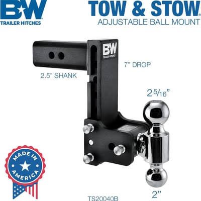 B & W 7" drop 7.5" rise dual ball 2 1/2" shank