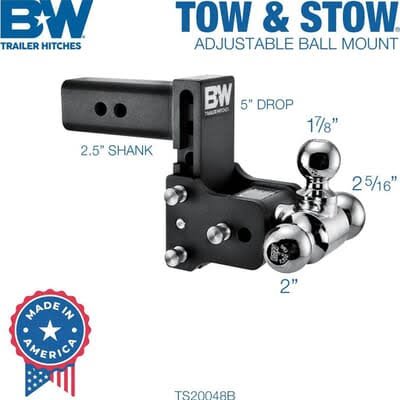 B & W 5" drop 5.5" rise tri ball 2 1/2" shank