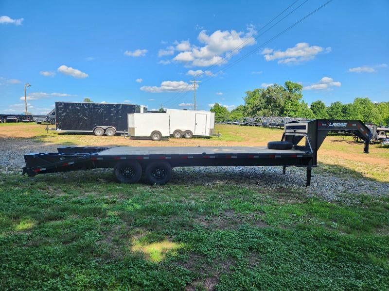 2025 Lamar Trailers 102x25 14k Gooseneck Deckover w/ Winch Plate, D Rings and Flip-Over Ramps