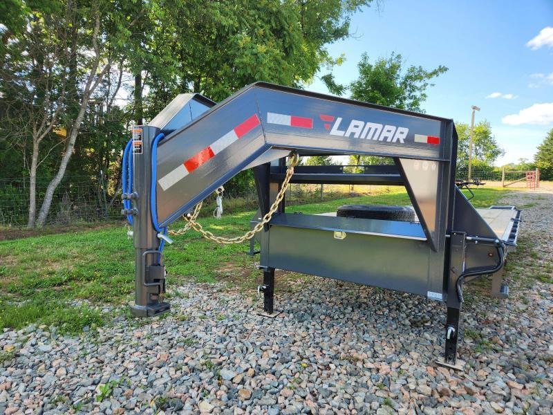 2025 Lamar Trailers 102x25 14k Gooseneck Deckover w/ Winch Plate, D Rings and Flip-Over Ramps