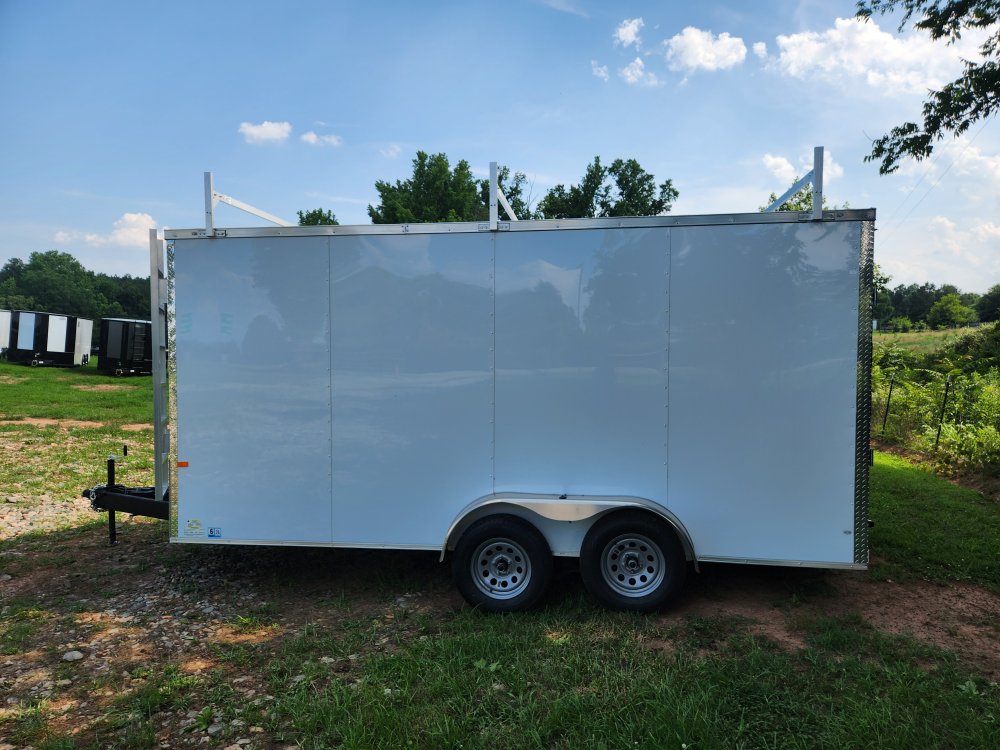 2025 Rock Solid Cargo 7x16 7k Enclosed w/ Ladder Rack, 7' Interior, Polycore Upgrade and Semi-Screwl