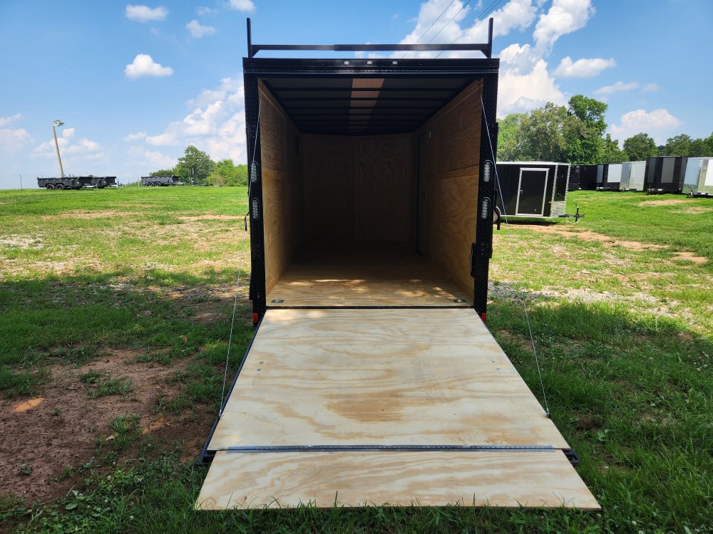 2025 Rock Solid Cargo 7x16 7k Enclosed w/ Ladder Rack, 7' Interior, Blackout Package, Polycore Upgra