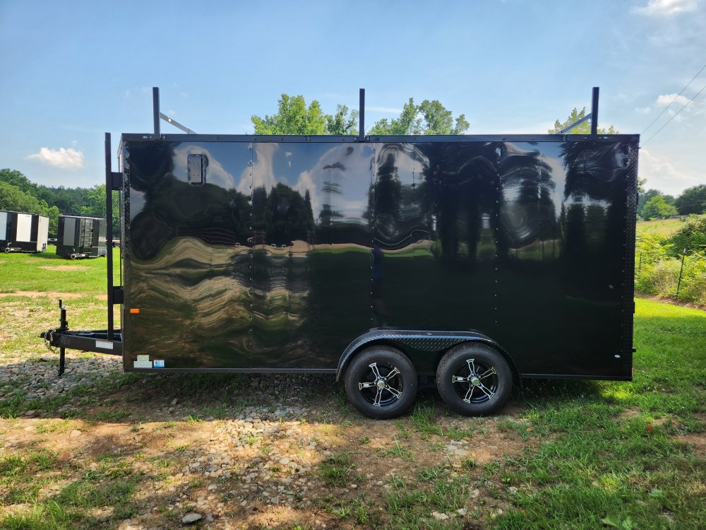 2025 Rock Solid Cargo 7x16 7k Enclosed w/ Ladder Rack, 7' Interior, Blackout Package, Polycore Upgra