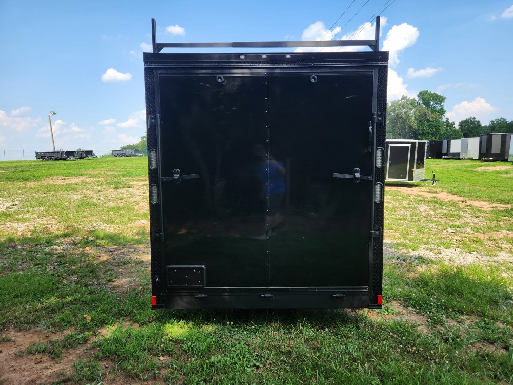 2025 Rock Solid Cargo 7x16 7k Enclosed w/ Ladder Rack, 7' Interior, Blackout Package, Polycore Upgra