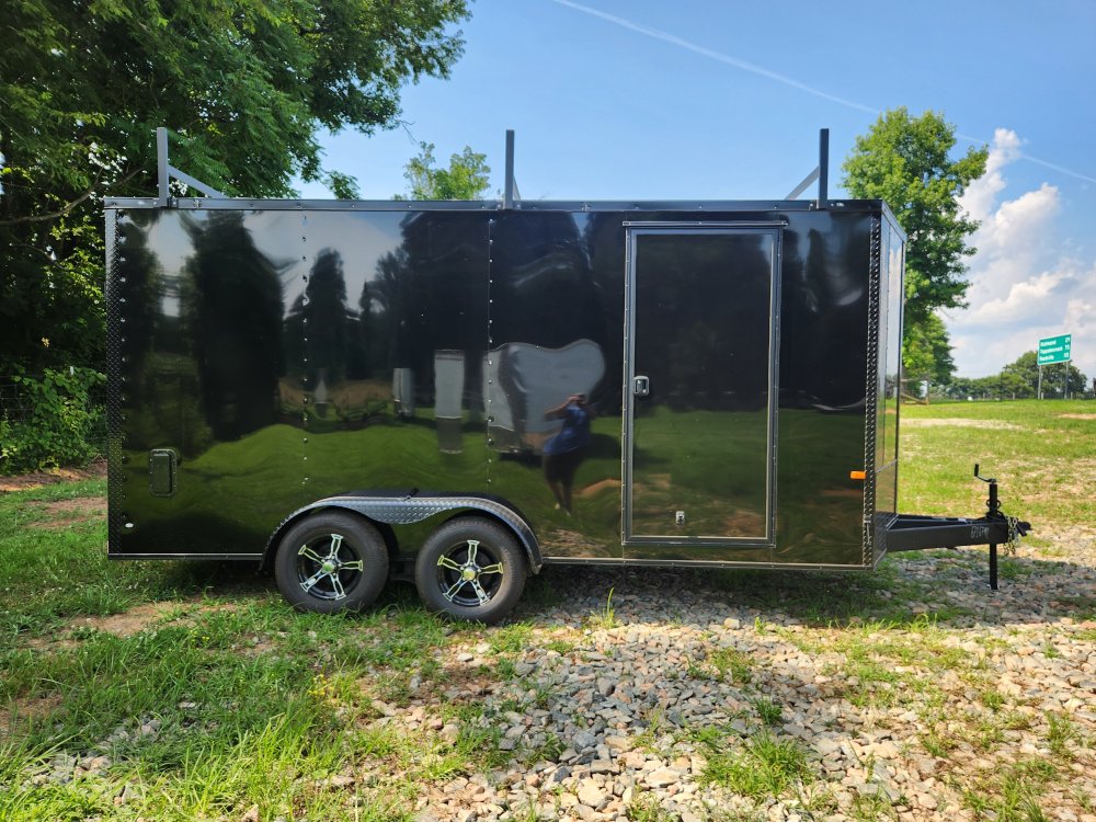 2025 Rock Solid Cargo 7x16 7k Enclosed w/ Ladder Rack, 7' Interior, Blackout Package, Polycore Upgra