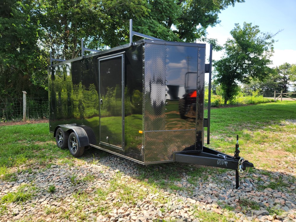 2025 Rock Solid Cargo 7x16 7k Enclosed w/ Ladder Rack, 7' Interior, Blackout Package, Polycore Upgra