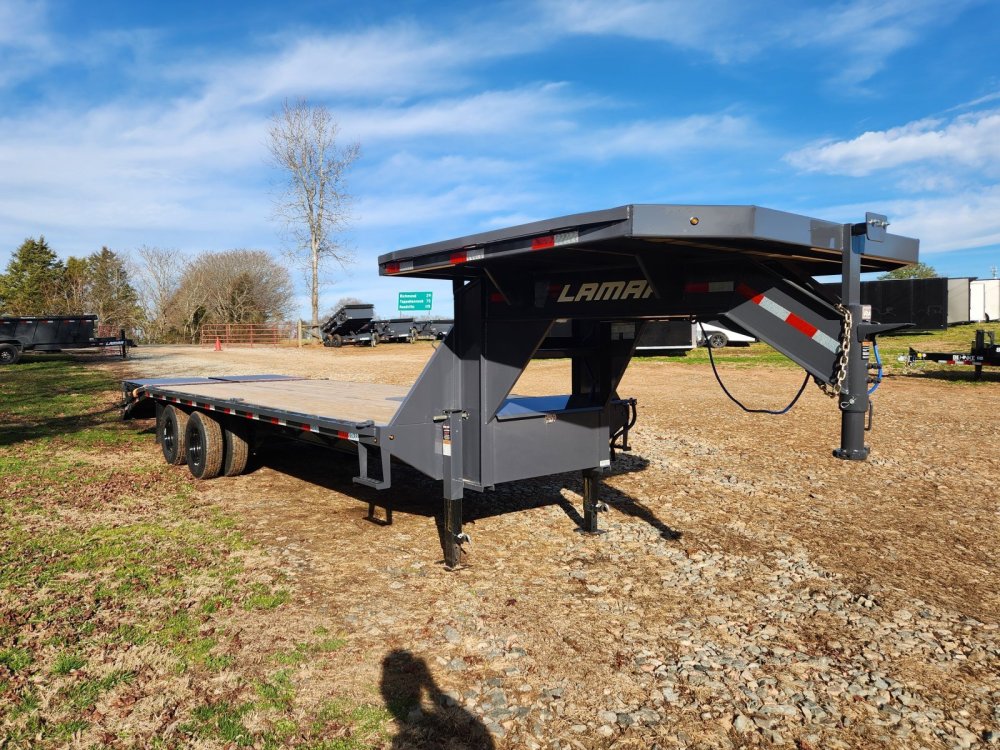 2027 Lamar 102x25 20k Gooseneck Deckover w/ Deck Over Neck, Winch Plate, Torque Tube and Rhino Ramps