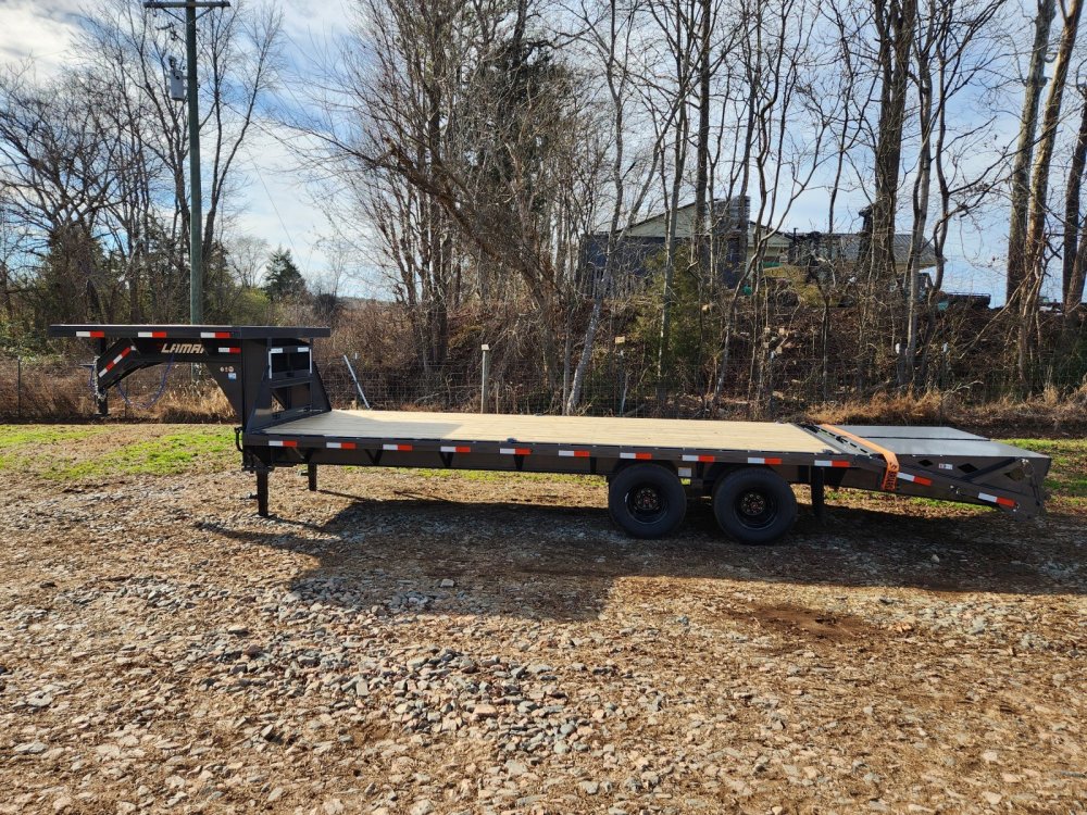 2027 Lamar 102x25 20k Gooseneck Deckover w/ Deck Over Neck, Winch Plate, Torque Tube and Rhino Ramps