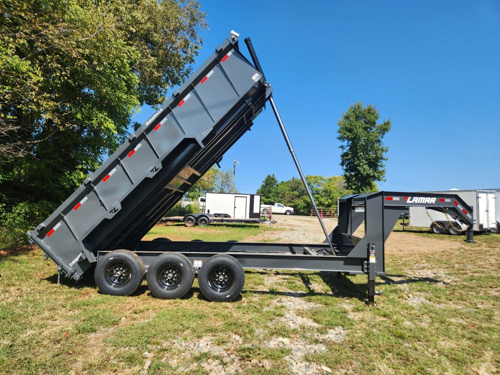 2026 Lamar Trailers 7x16 21k Gooseneck Telescopic Dump w/ 14 Ply Tires, Wireless Remote, 2 Batteries