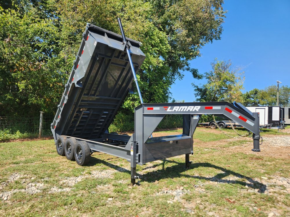 2026 Lamar Trailers 7x16 21k Gooseneck Telescopic Dump w/ 14 Ply Tires, Wireless Remote, 2 Batteries