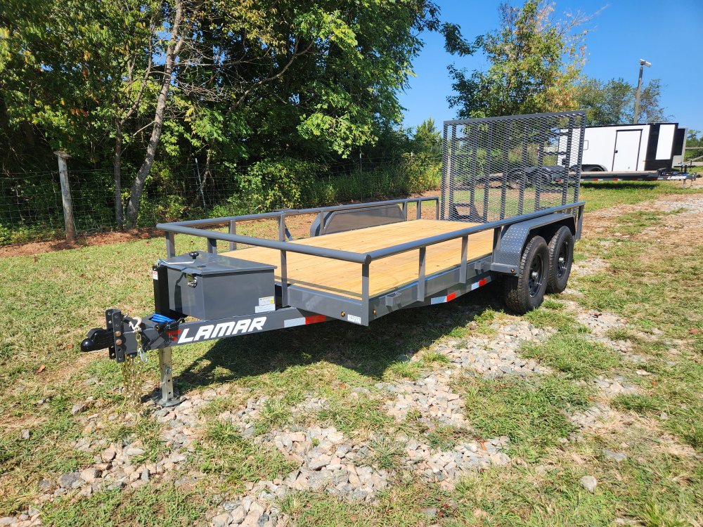 2026 Lamar 83x16 10k Utility w/ Toolbox, Pipe Top Rail and 5' HD Gate