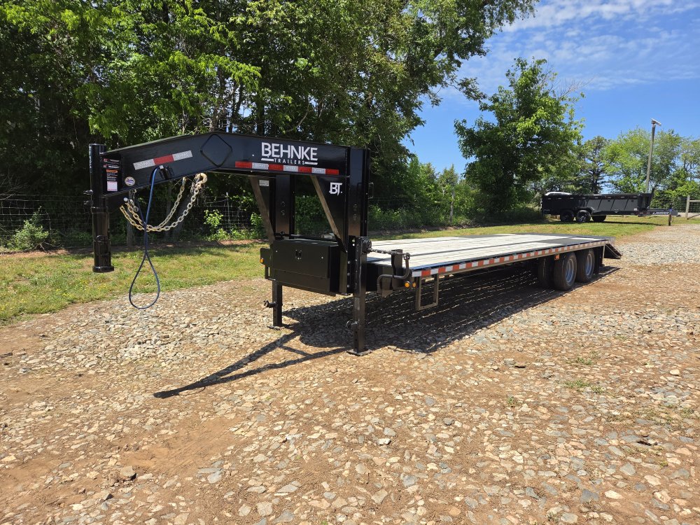 2026 Behnke 102x30 20k Gooseneck Deckover w/ Oak Deck, Flip Over Ramps and Center Flip-Up Beavertail