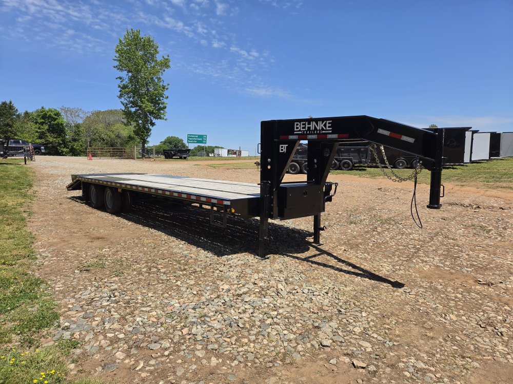 2026 Behnke 102x30 20k Gooseneck Deckover w/ Oak Deck, Flip Over Ramps and Center Flip-Up Beavertail