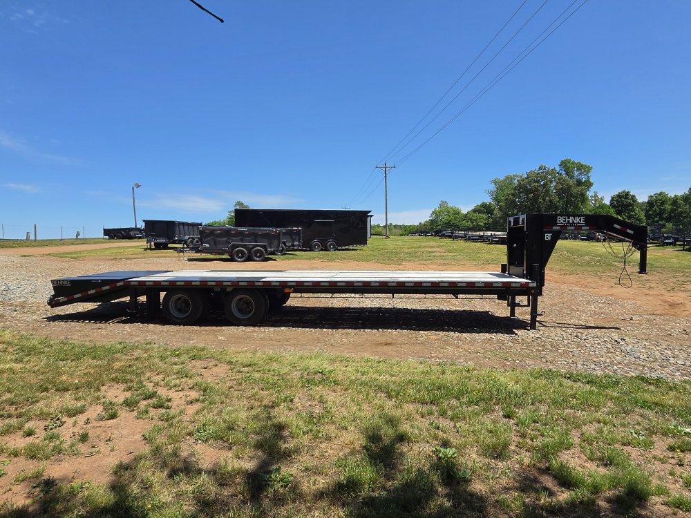 2026 Behnke 102x30 20k Gooseneck Deckover w/ Oak Deck, Flip Over Ramps and Center Flip-Up Beavertail
