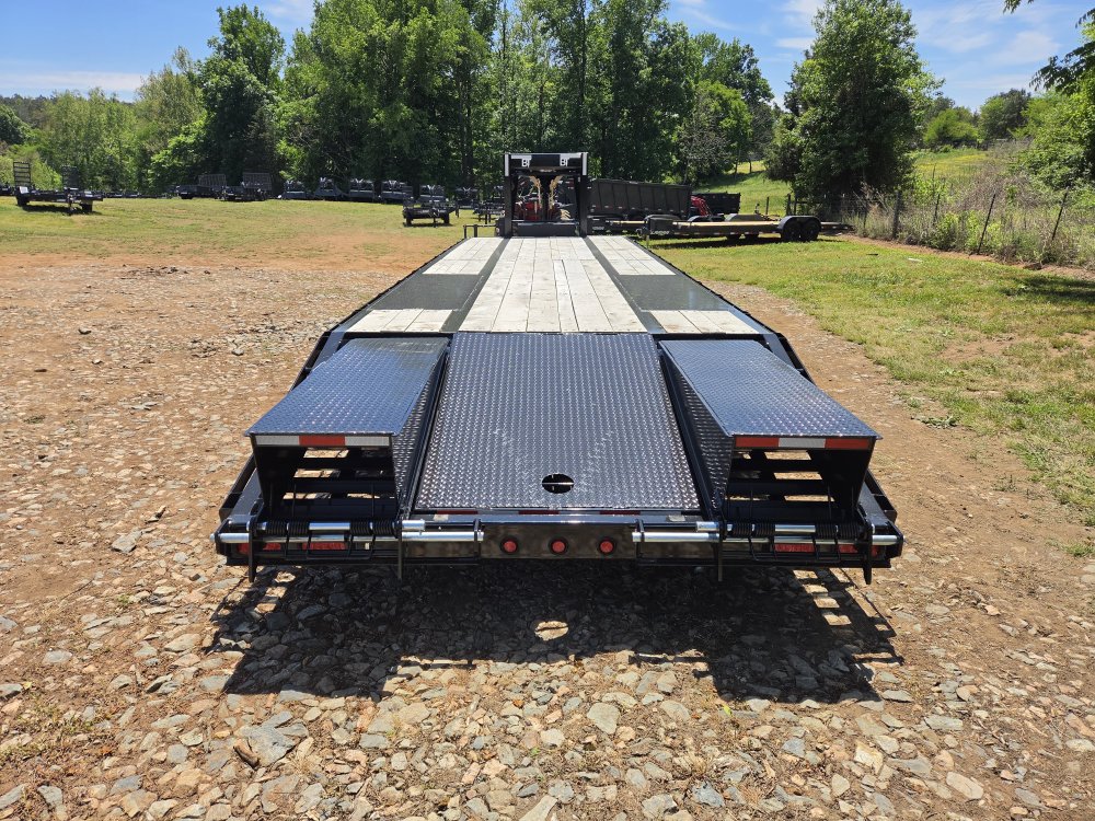 2026 Behnke 102x30 20k Gooseneck Deckover w/ Oak Deck, Flip Over Ramps and Center Flip-Up Beavertail
