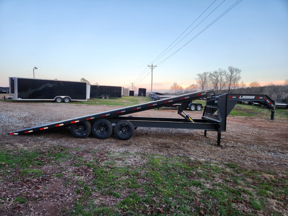 2027 Lamar 102x26 21k Gooseneck Deckover Tilt w/ Upgraded Tires, Solar Charger, Wireless Remote and 