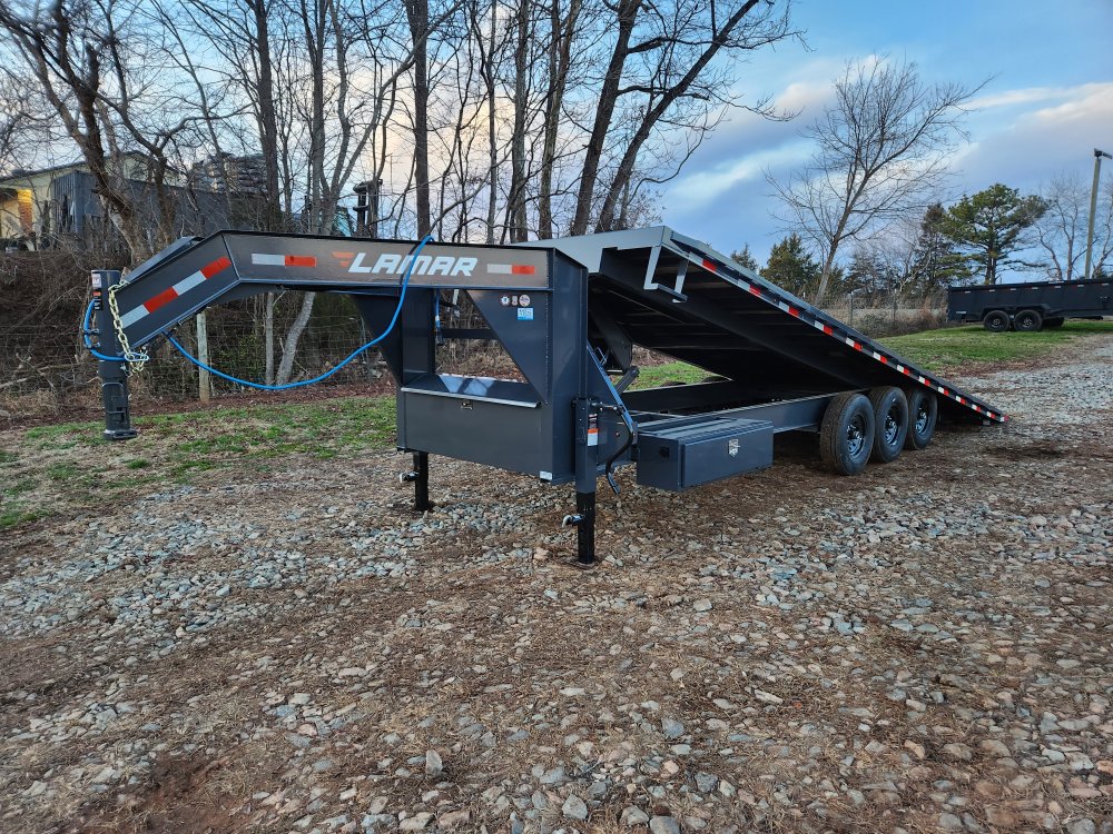 2026 Lamar 102x26 21k Gooseneck Deckover Tilt w/ Upgraded Tires, Solar Charger, Wireless Remote and