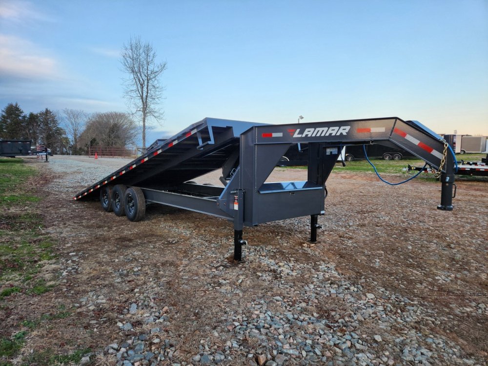 2027 Lamar 102x26 21k Gooseneck Deckover Tilt w/ Upgraded Tires, Solar Charger, Wireless Remote and 