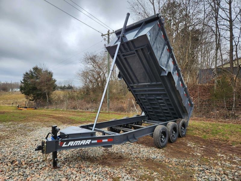 2026 Lamar Trailers 7x16 21k Telescopic Dump w/ Upgraded Tires, Wireless Remote, Solar Charger, 2 Ba
