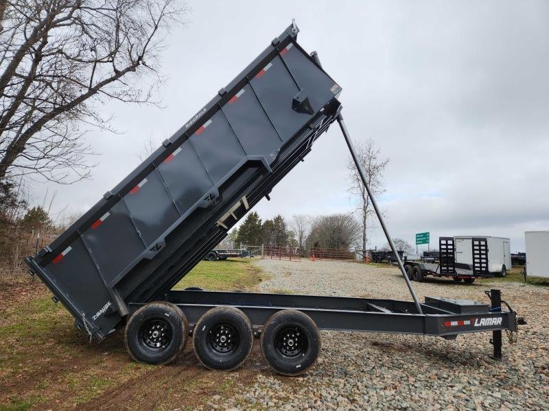 2026 Lamar Trailers 7x16 21k Telescopic Dump w/ Upgraded Tires, Wireless Remote, Solar Charger, 2 Ba