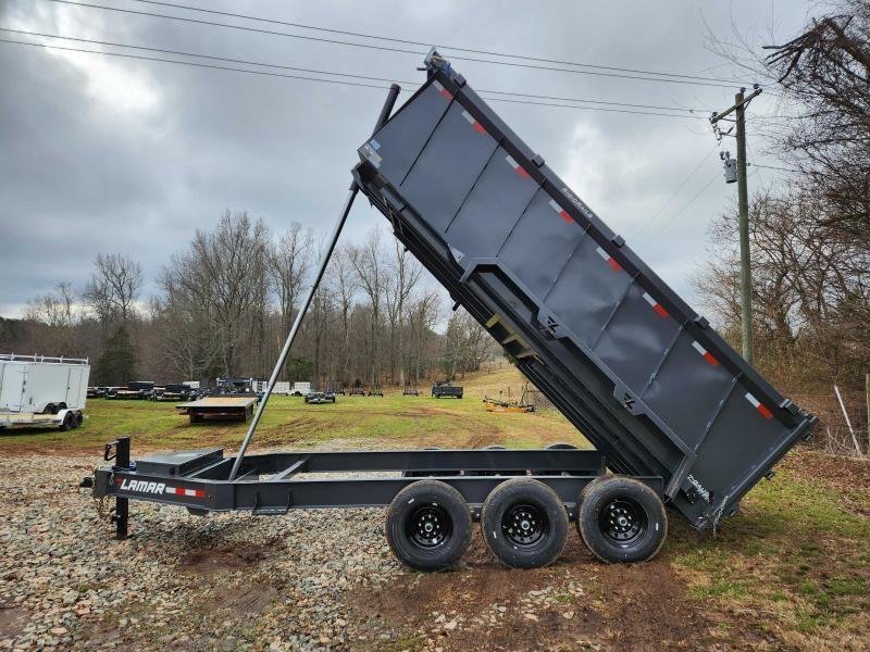 2026 Lamar Trailers 7x16 21k Telescopic Dump w/ Upgraded Tires, Wireless Remote, Solar Charger, 2 Ba