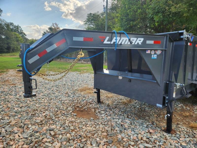 2026 Lamar Trailers 7x16 21k Gooseneck Telescopic Dump w/ Wireless Remote, Solar Charger, 2 Batterie