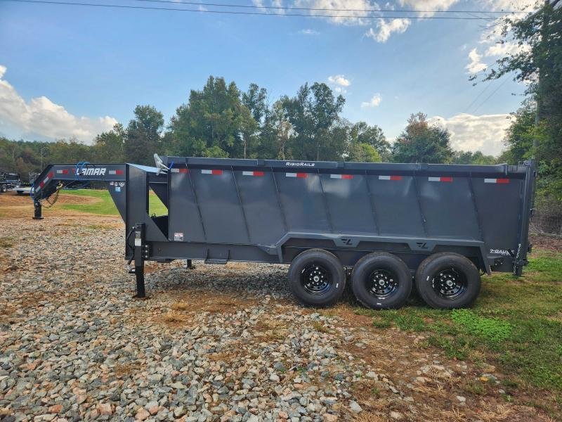 2026 Lamar Trailers 7x16 21k Gooseneck Telescopic Dump w/ Wireless Remote, Solar Charger, 2 Batterie