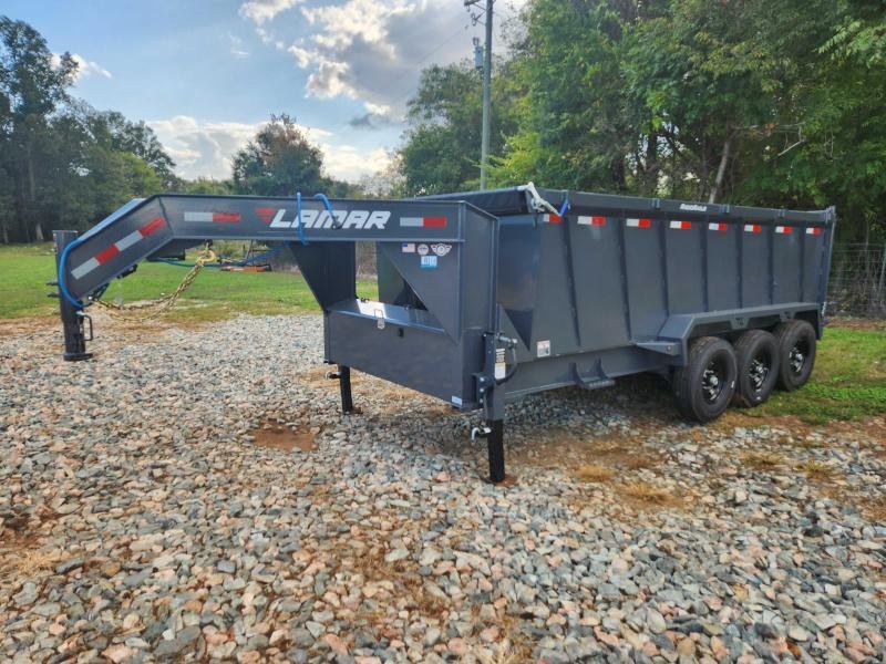 2026 Lamar Trailers 7x16 21k Gooseneck Telescopic Dump w/ Wireless Remote, Solar Charger, 2 Batterie