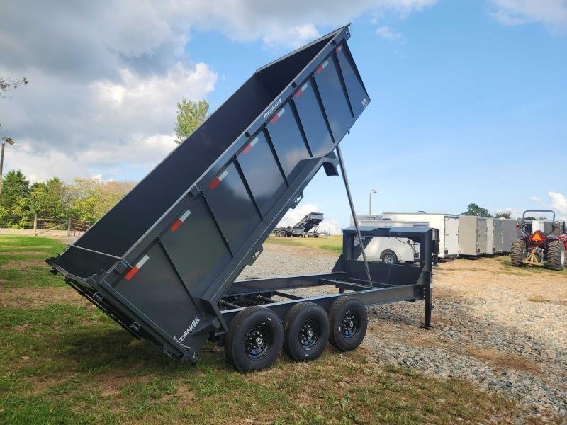 2026 Lamar Trailers 7x16 21k Gooseneck Telescopic Dump w/ Wireless Remote, Solar Charger, 2 Batterie