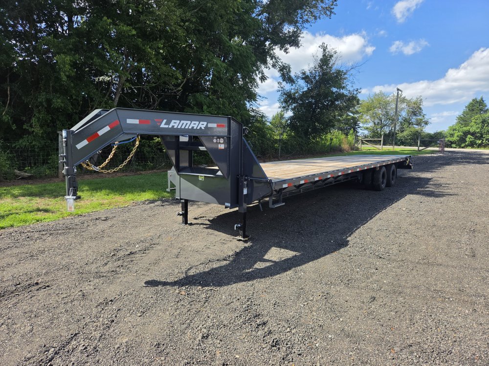 2027 Lamar 102x36 20k Gooseneck Deckover w/ Chain Rack, Sliding Winch Track, Strap Winches, Torque T