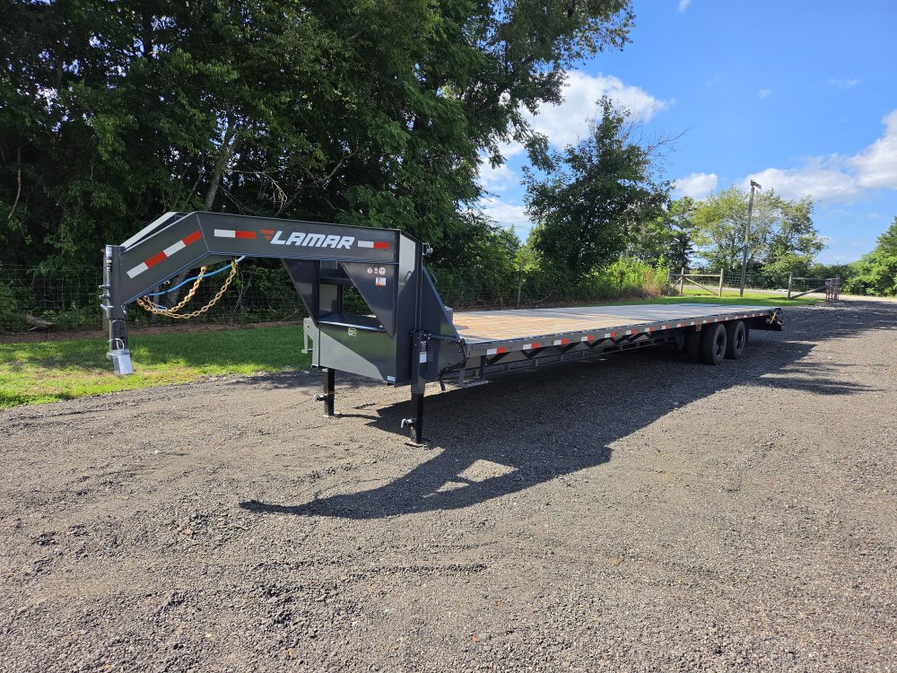 2027 Lamar 102x40 20k Gooseneck Deckover w/ Chain Rack, Sliding Winch Track, Strap Winches, Torque T