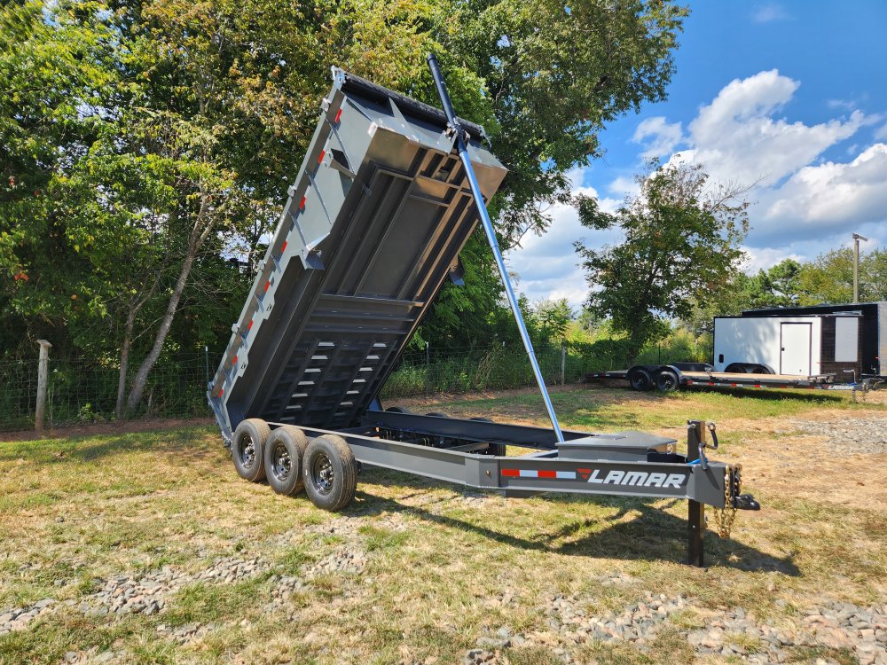 2026 Lamar Trailers 7x16 21k Telescopic Dump w/ Wireless Remote, Solar Charger, 2 Batteries and 36" 
