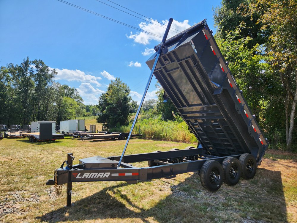 2026 Lamar Trailers 7x16 21k Telescopic Dump w/ Wireless Remote, Solar Charger, 2 Batteries and 36" 