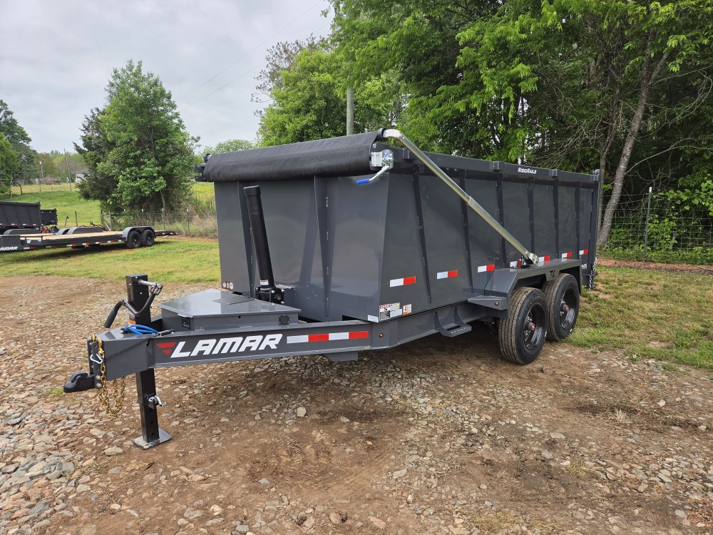 2026 Lamar 7x14 16k Telescopic Dump w/ Upgraded Tarp, 2 Batteries, Solar Charger and 48" Sides
