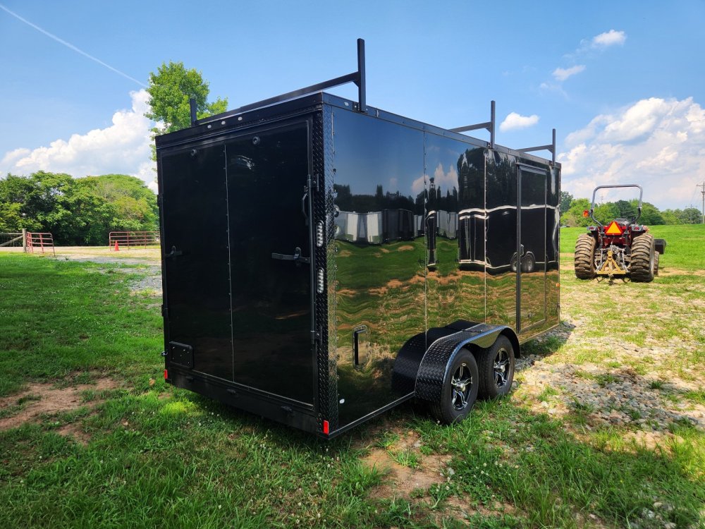 2026 Rock Solid Cargo 7x16 7k Enclosed w/ Ladder Rack, 7' Interior, Blackout Package, Polycore Upgra