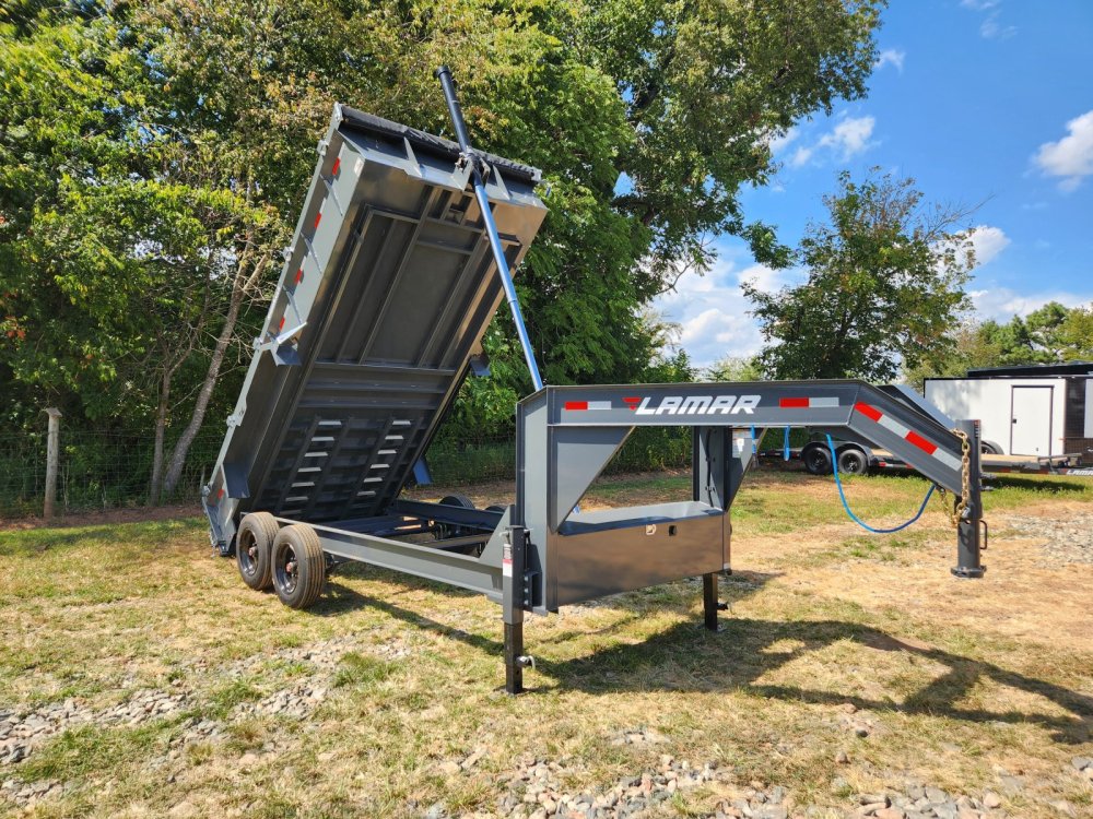 2026 Lamar 7X16 16K GooseneckTelescopic Dump w/ 24" Sides