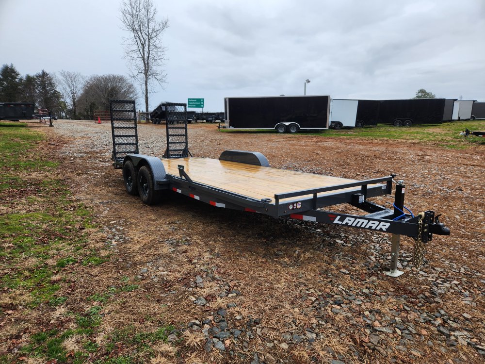 2026 Lamar 83x20 10k Car Hauler w/ Stand-Up Ramps and Spare Tire