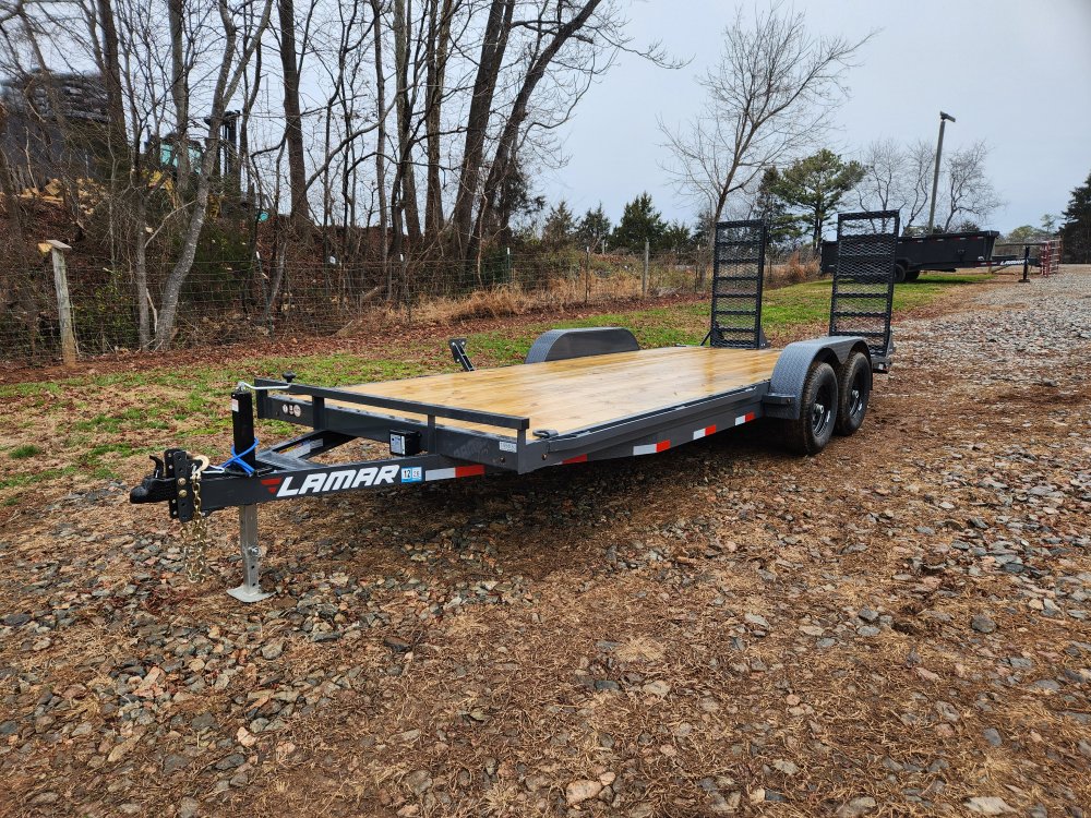 2026 Lamar 83x20 10k Car Hauler w/ Stand-Up Ramps and Spare Tire