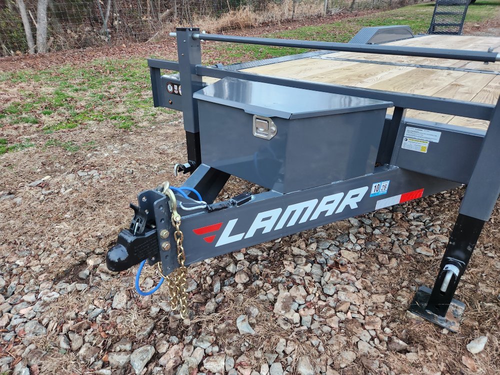 2026 Lamar Trailers 102x24 16k Equipment Hauler w/ Driver Over Fenders, Toolbox and Stand-Up Ramps