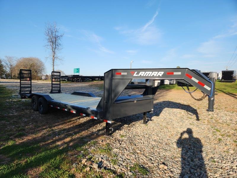 2026 Lamar 102X24 14K Gooseneck Equipment Hauler w/ Drive-Over Fenders and Stand-Up Ramps