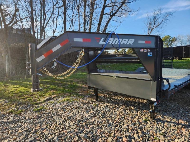 2026 Lamar 102X24 14K Gooseneck Equipment Hauler w/ Drive-Over Fenders and Stand-Up Ramps