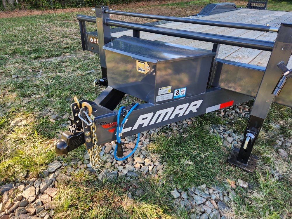 2026 Lamar Trailers 102x24 Equipment Hauler w/ Driver Over Fenders, Toolbox, Winch Plate and Stand-U