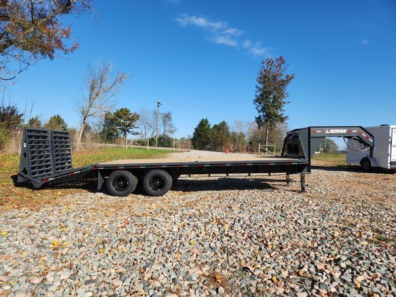 2026 Lamar 102x25 20k Gooseneck Deckover W/ Rhino Ramps, Winch Plate, Torque Tube and Under-Frame Br