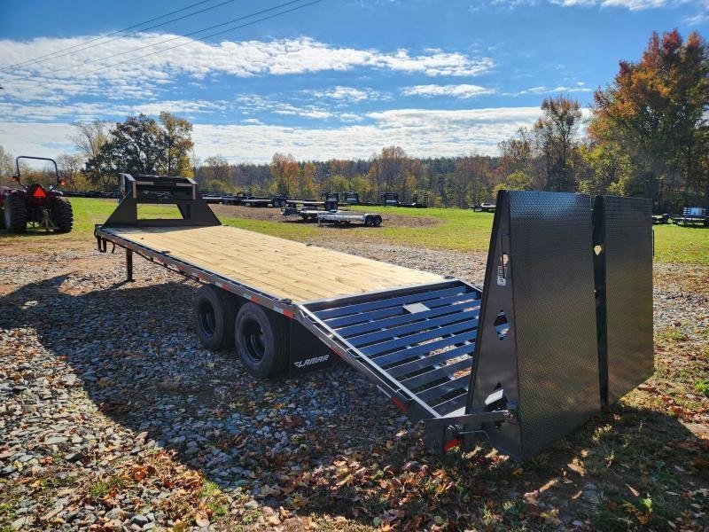 2026 Lamar 102x25 20k Gooseneck Deckover W/ Rhino Ramps, Winch Plate, Torque Tube and Under-Frame Br