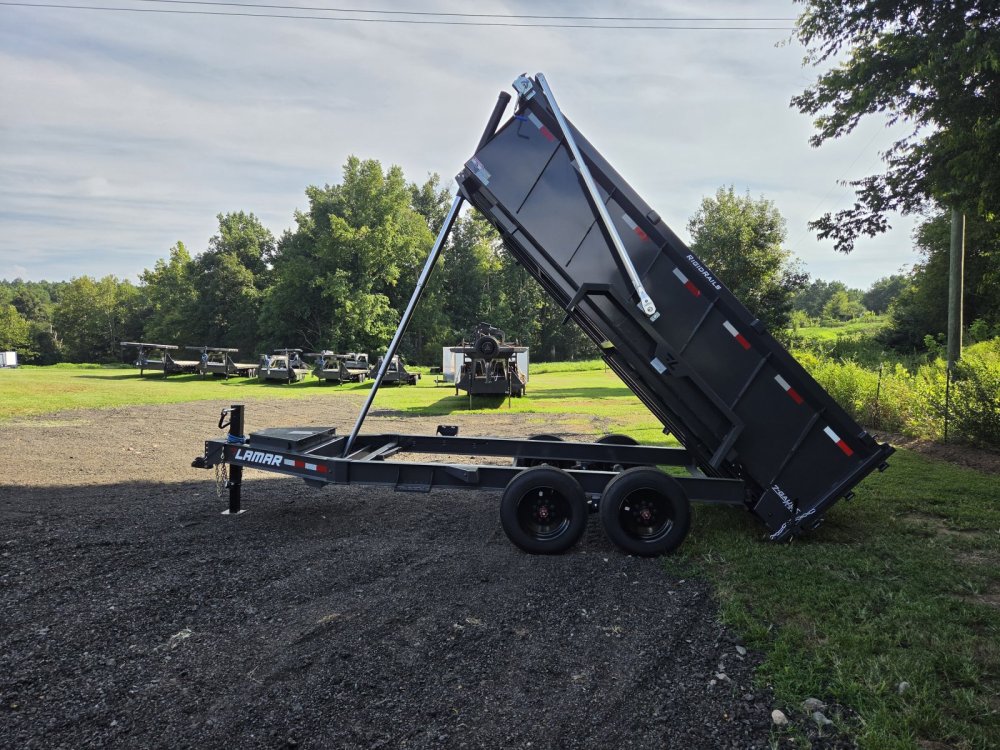 2027 Lamar 7x14 16k Telescopic Dump w/ Upgraded Tarp, 2 Batteries, Solar Charger and 36" Sides