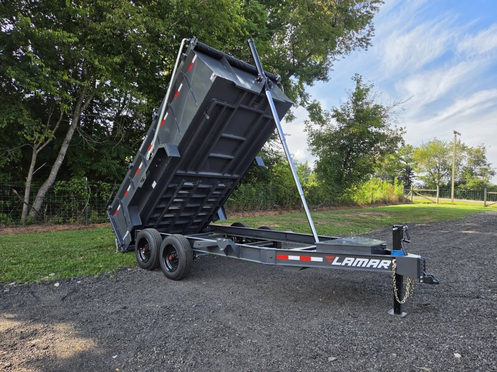2027 Lamar 7x14 16k Telescopic Dump w/ Upgraded Tarp, 2 Batteries, Solar Charger and 36" Sides